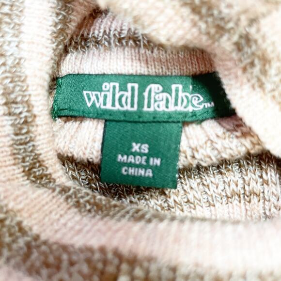 Wild Fable XS Pink & Brown Striped Cut Out Long Sleeve Turtleneck Sweater - Picture 3 of 5